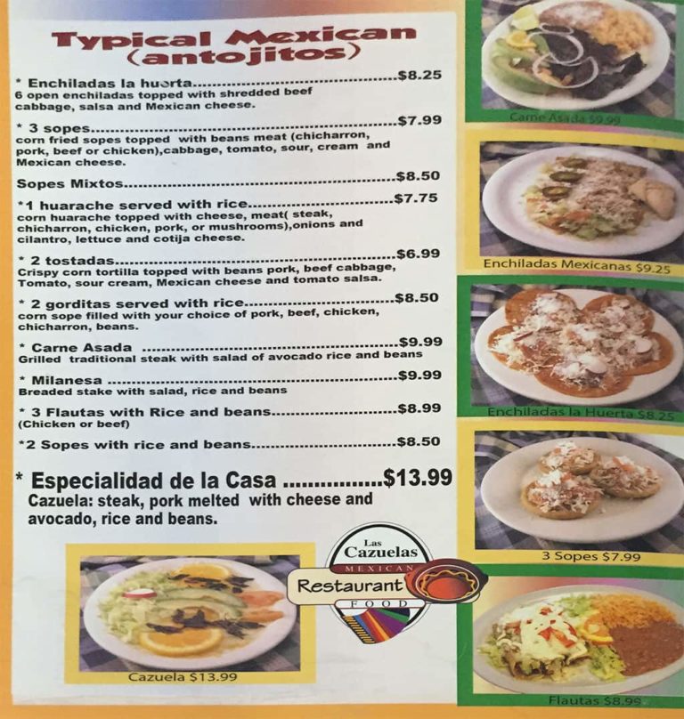 Las Cazuelas Menu Slc Menu