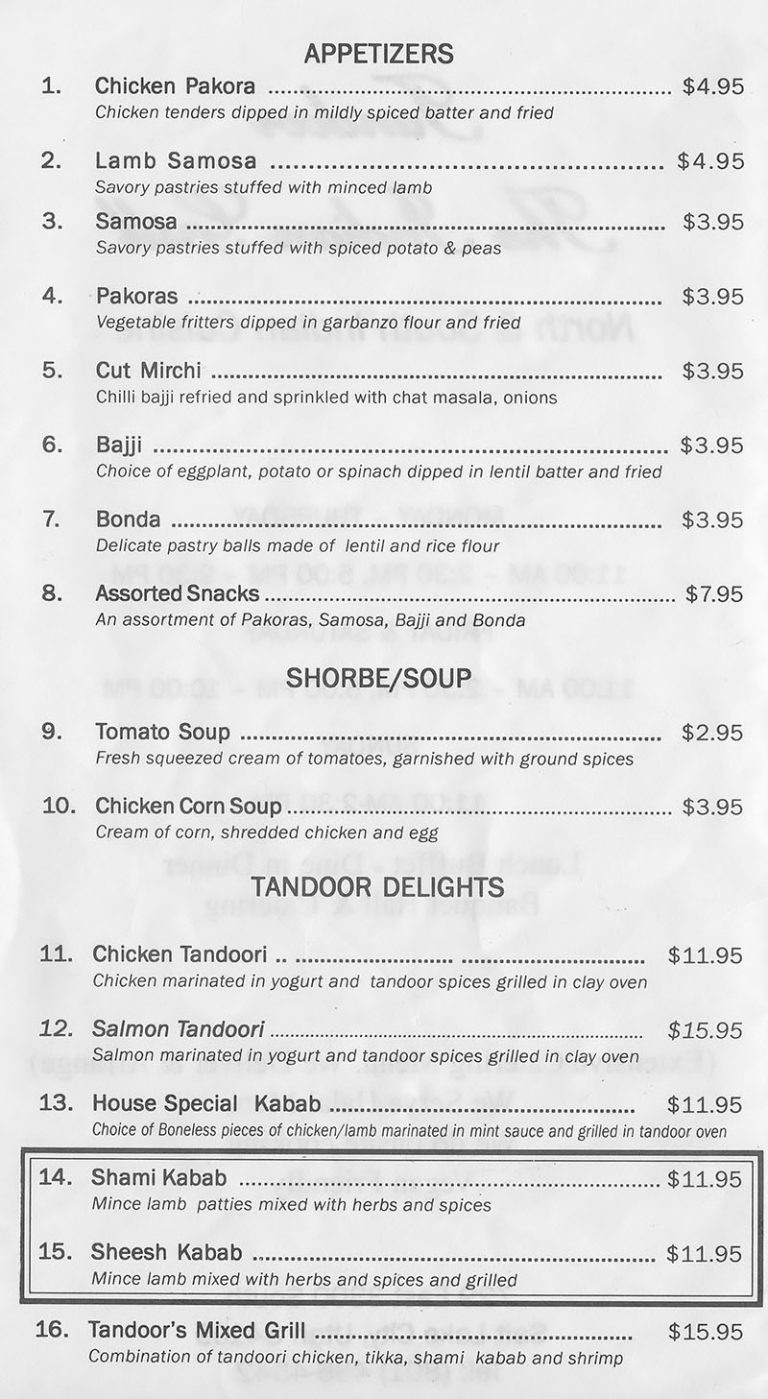 Tandoor Indian Grill Menu Slc Menu