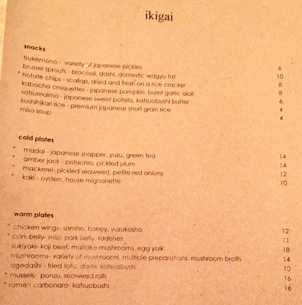 Ikigai restaurant menu – SLC menu