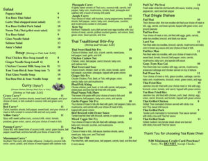 Tea Rose Diner menu