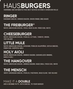 Dog Haus Sandy menu - haus burgers