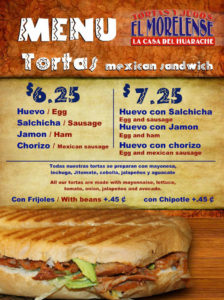 El Morelense menu - more tortas