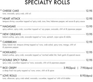 Itto Sushi menu - specialty rolls 4