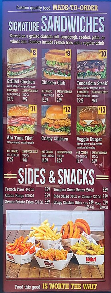 The Habit Burger Grill menu with prices – SLC menu