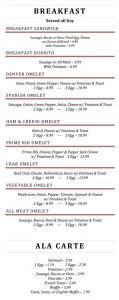 Blue Jay Cafe menu - breakfast page two