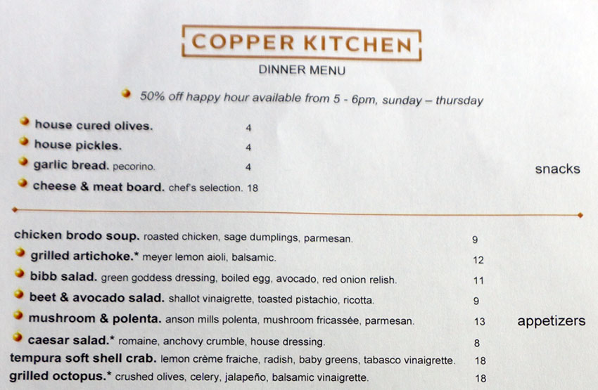 copper chef kitchen and bar menu