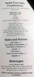 Cafe Silvestre menu - combinations, sides, extras, beverages