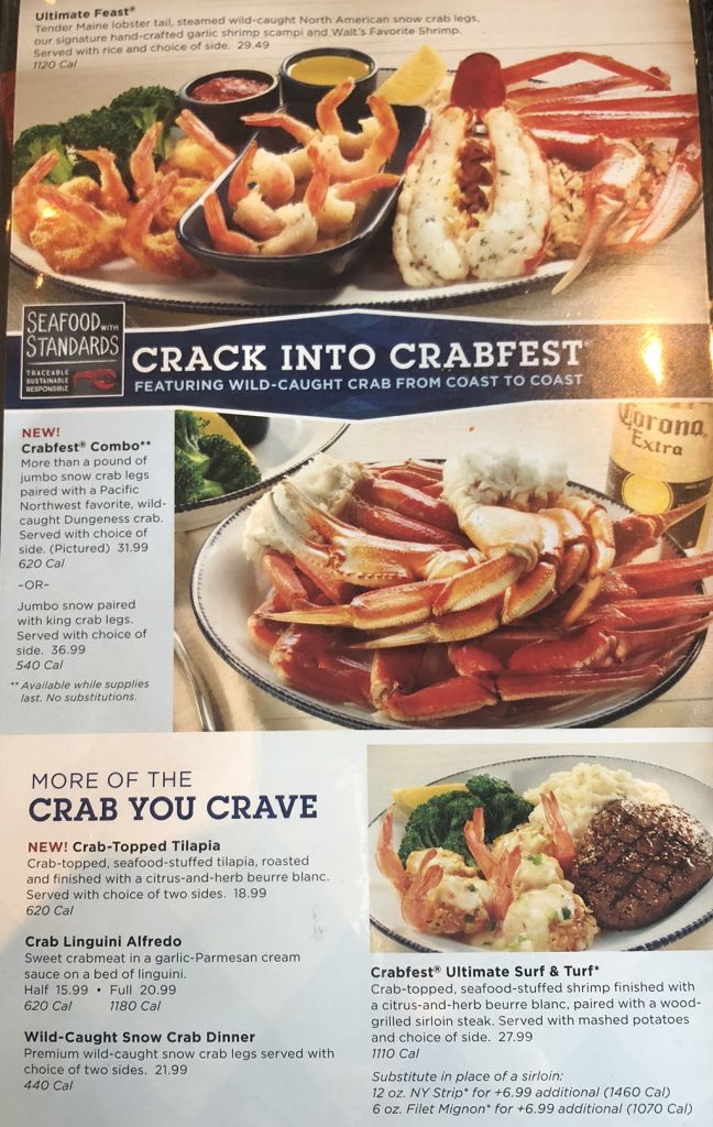 Red Lobster menu with prices SLC menu