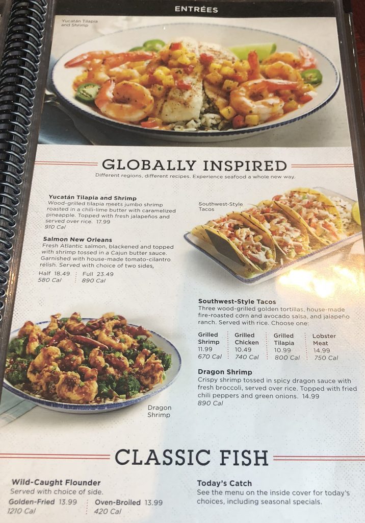 Red Lobster Printable Menu