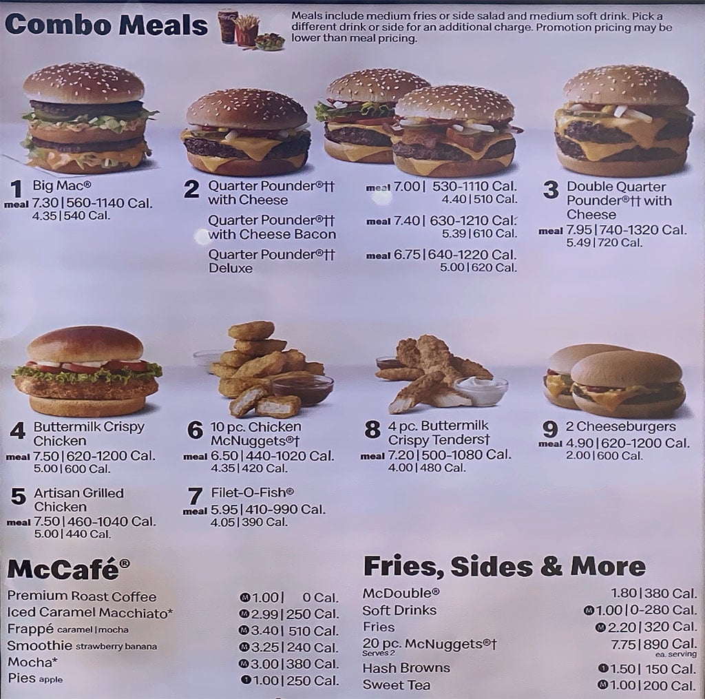 McDonald’s menu prices SLC menu