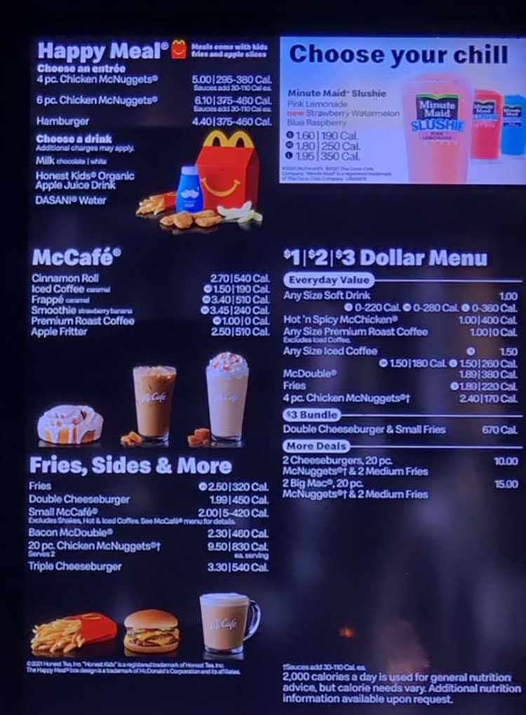 Mcd menu 2022