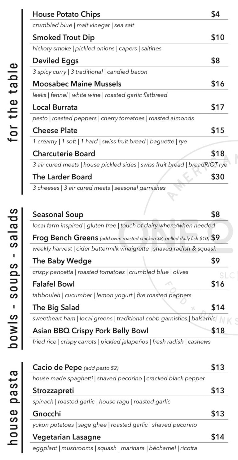 One 0 Eight menu – SLC menu