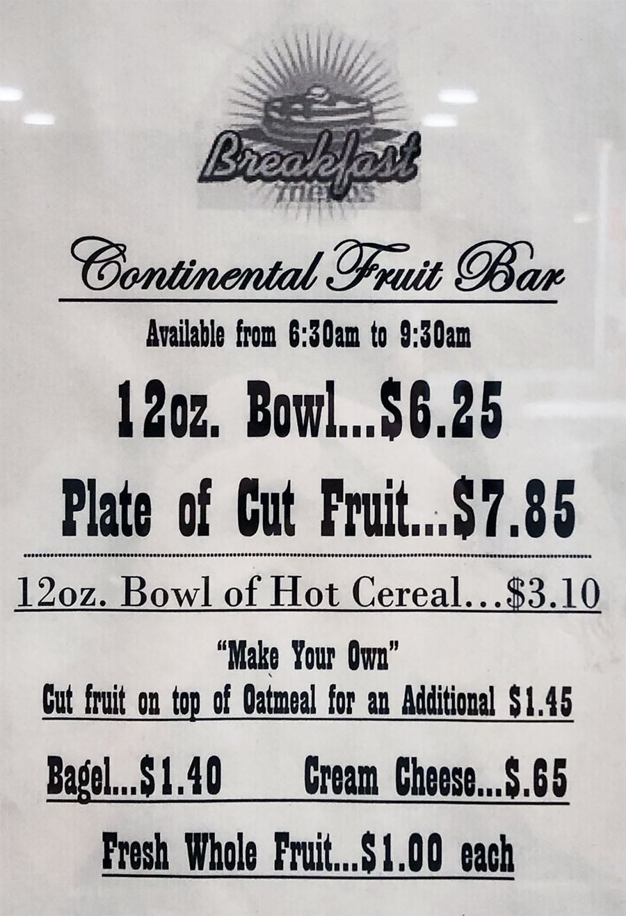 University Of Utah Hospital Cafeteria - fruit bar breakfast menu