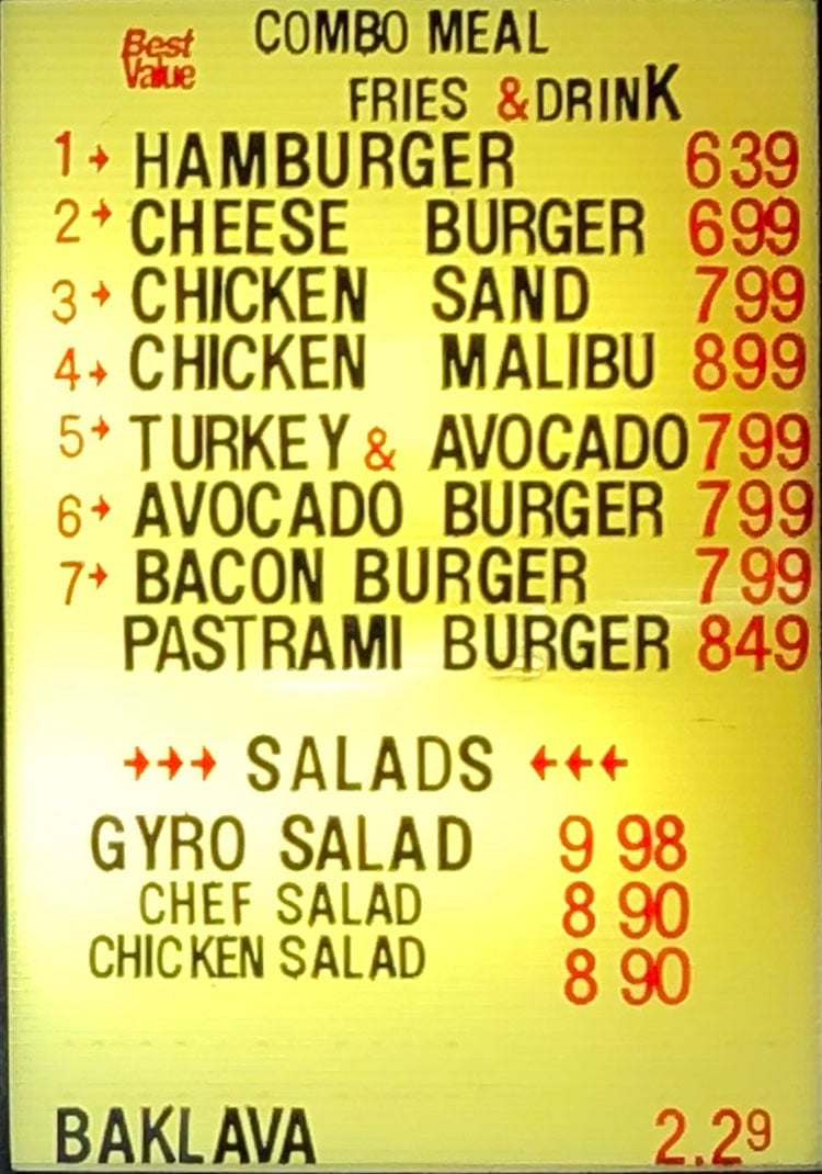 Tickles Restaurant menu - combo meals, salads