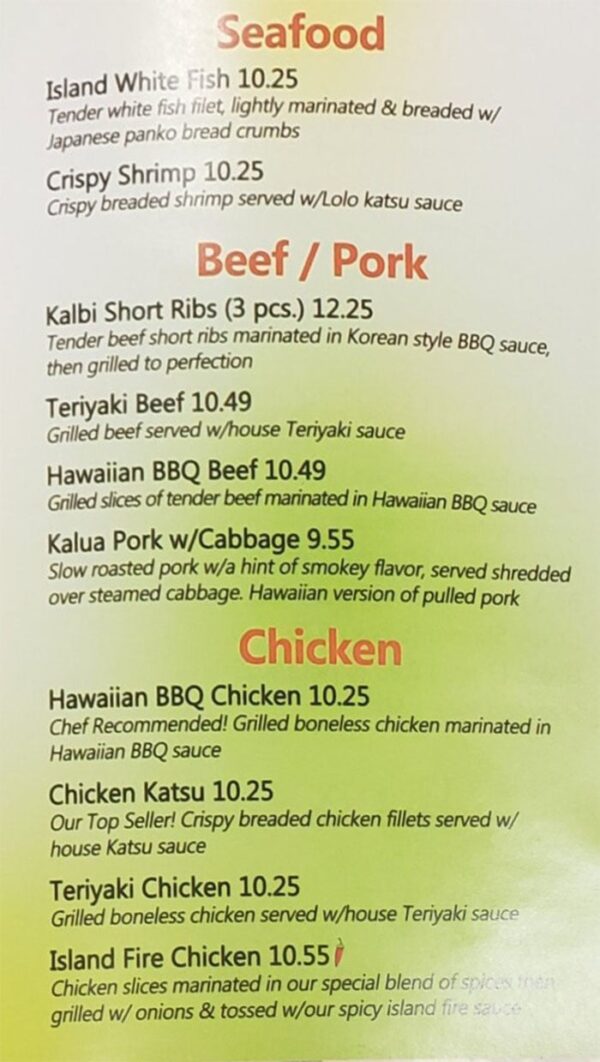 Lolo Hawaiian BBQ menu – SLC menu