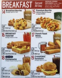 Sonic Drive-In | Menu | Prices – SLC menu