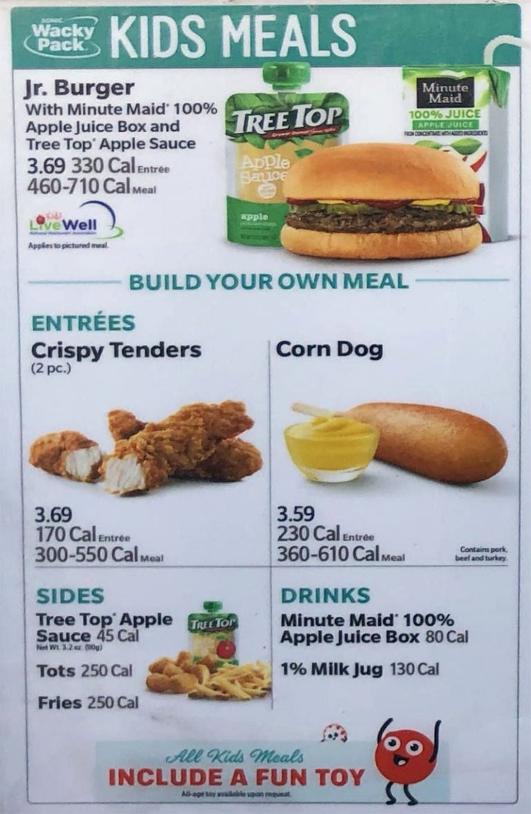 Sonic DriveIn Menu Prices SLC menu