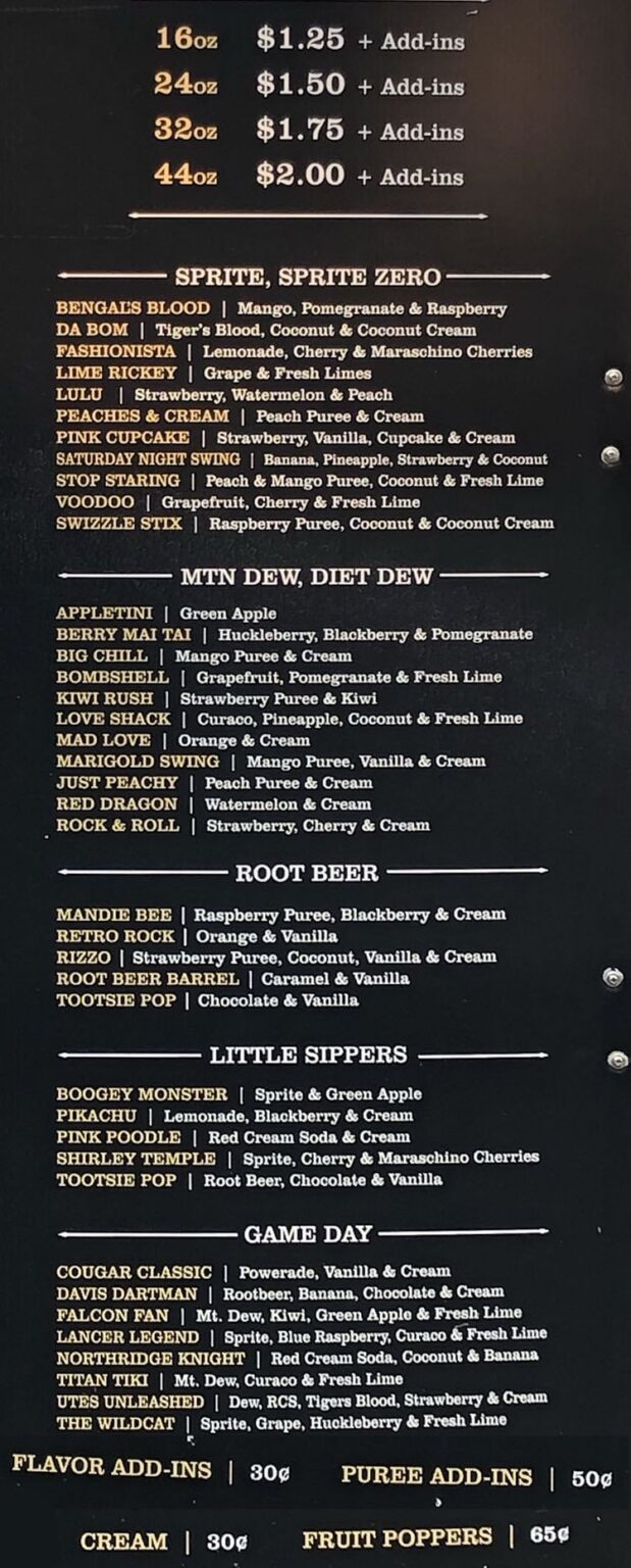 Twisted Sugar menu – SLC menu