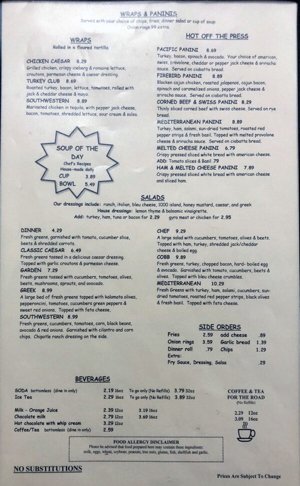 Roberts Restaurant & Deli menu – SLC menu