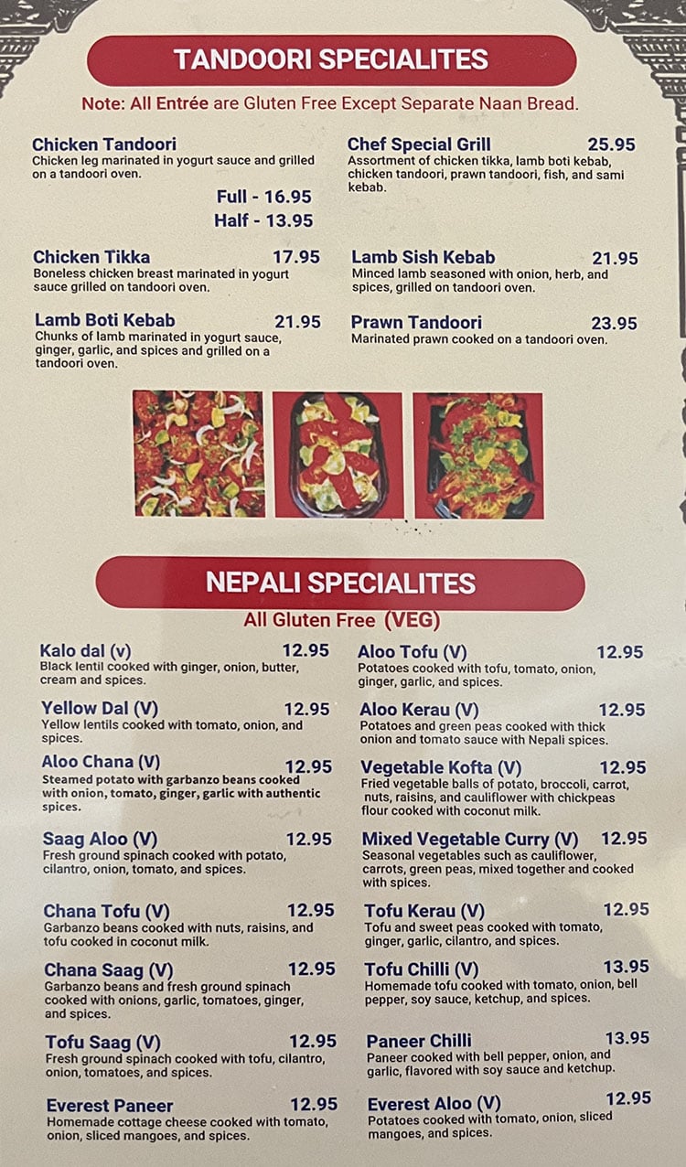 The Kathmandu Menu SLC Menu   The Kathmandu Menu Tandoori Nepali 