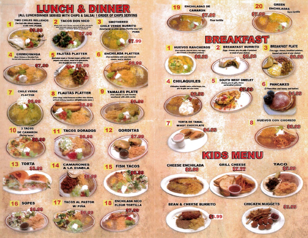 nicos restaurant menu page two SLC menu