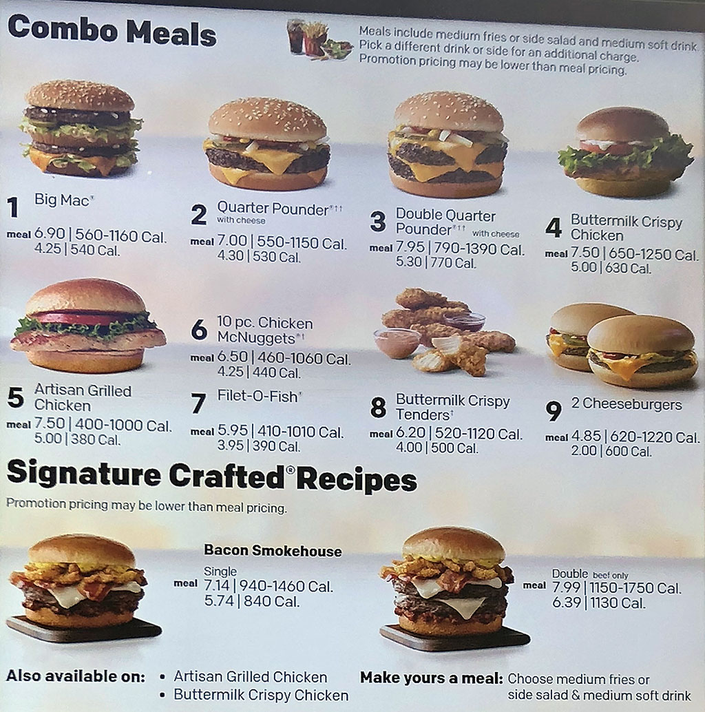 McDonald s menu prices SLC menu
